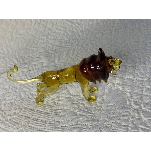 Blown Glass Lion Amber figure Vintage 2.5 inch tall - Picture 10 of 13